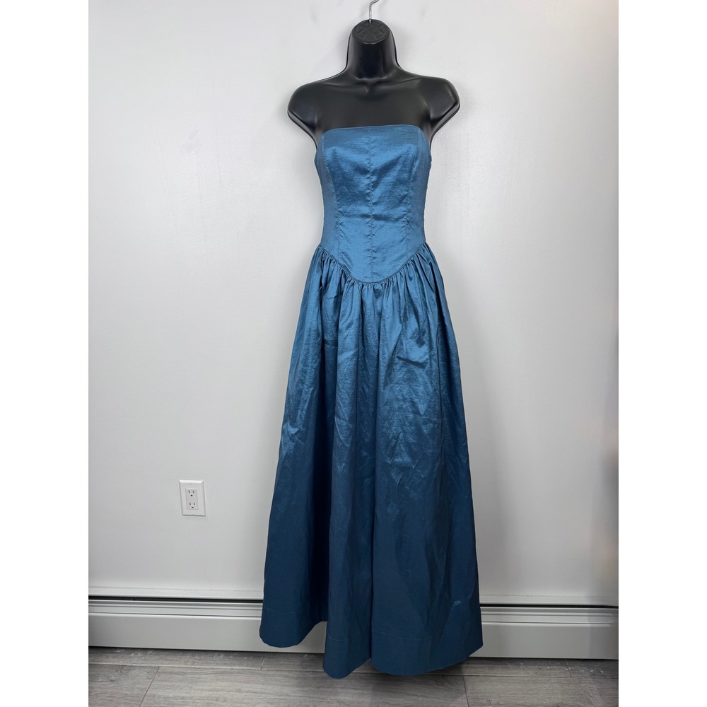 Hansen & Gretel Audrey Blue Strapless Basque Corset Maxi Gown Dress Size XS